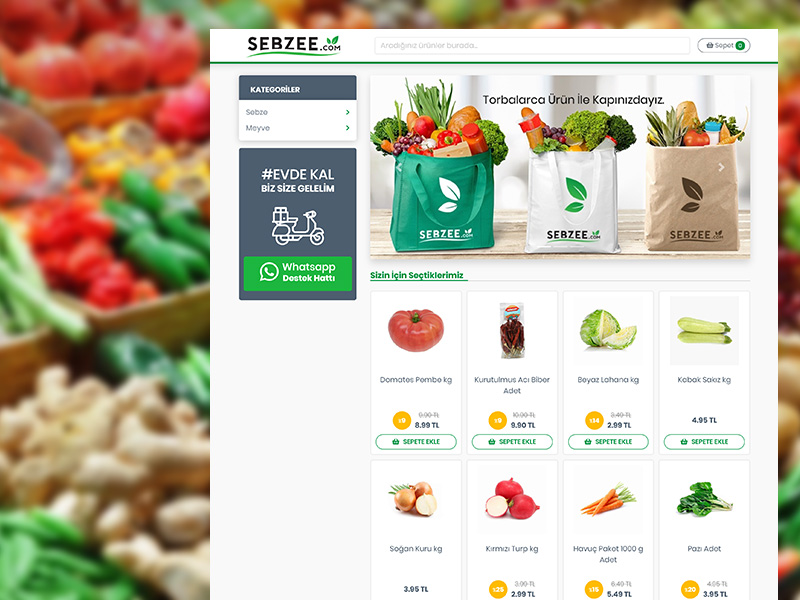 Sebzee 724kapinda Kolay Panel E-Market Web Sitesi